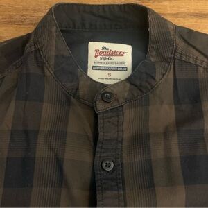 THE ROADSTER LIFE CO. LS Collarless Plaid Shirt